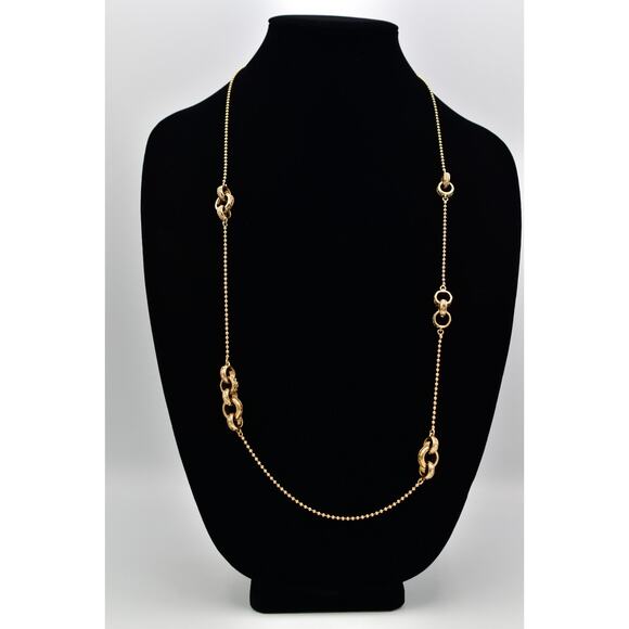 Coach Station Necklace Baguette Crystal Interlocking Logo Ball Chain Gold BinBL - Picture 1 of 12